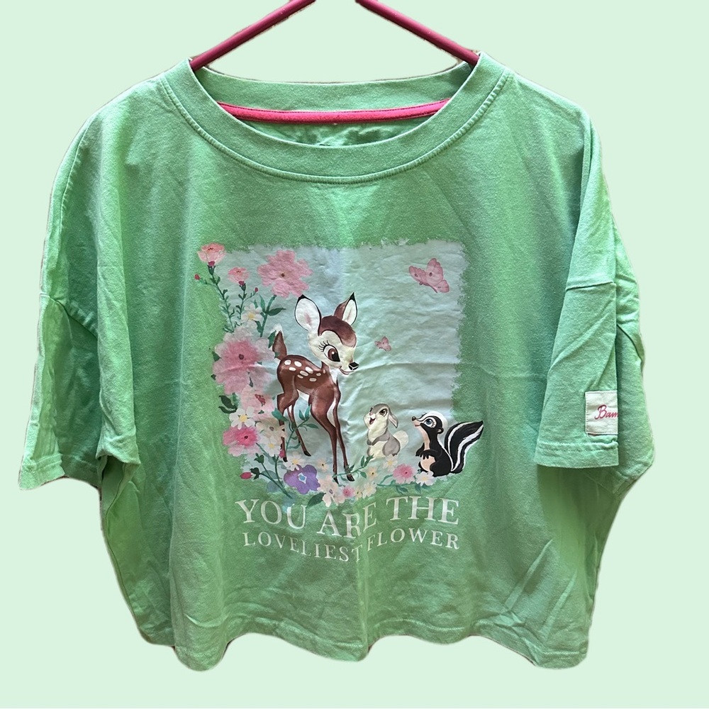 Womens Disney Green Bambi T-Shirt size M